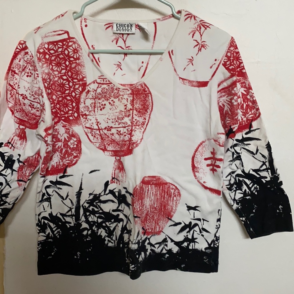 Asian inspired 3/4 sleeve top